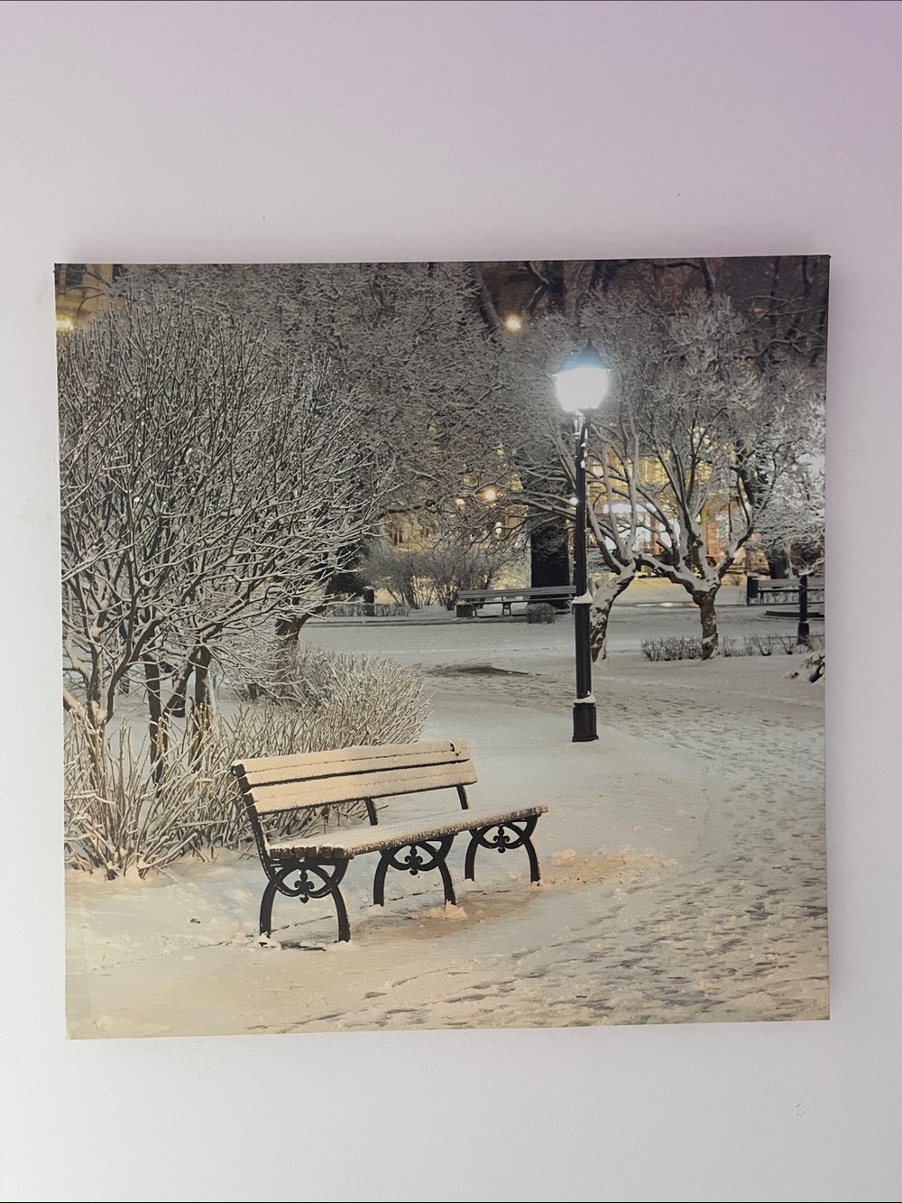 Frame-Cadre-Snowy Park Bench Wall Art - Winter Scene